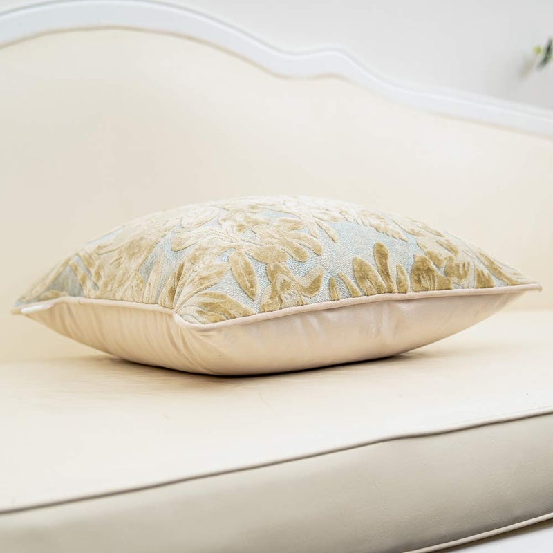 Alerfa 12 x 20 Inch Beige Rectangle Maple Leaf Pillow Embroidery Cut Velvet Cushion Case Luxury Modern Lumbar Throw Pillow Cover Decorative Pillow for Couch Sofa Living Room Bedroom Car - Image 3